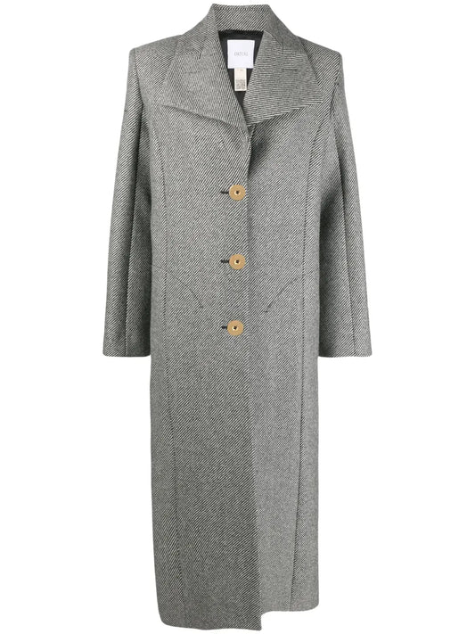 Stripe-Pattern Virgin Wool Coat