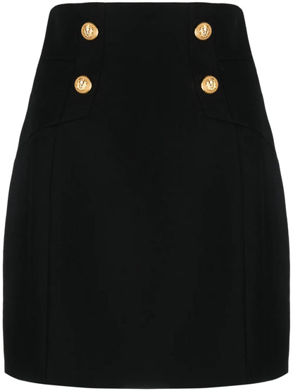 High-Waisted Wool Miniskirt