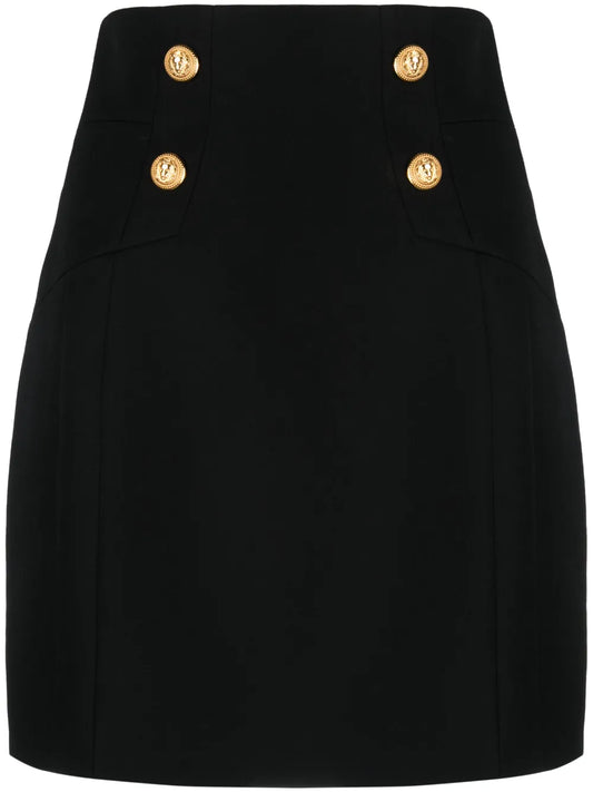 High-Waisted Wool Miniskirt