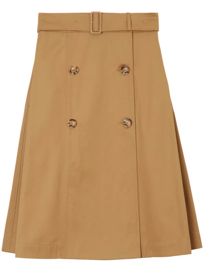 Belted-Waist Flared Skirt