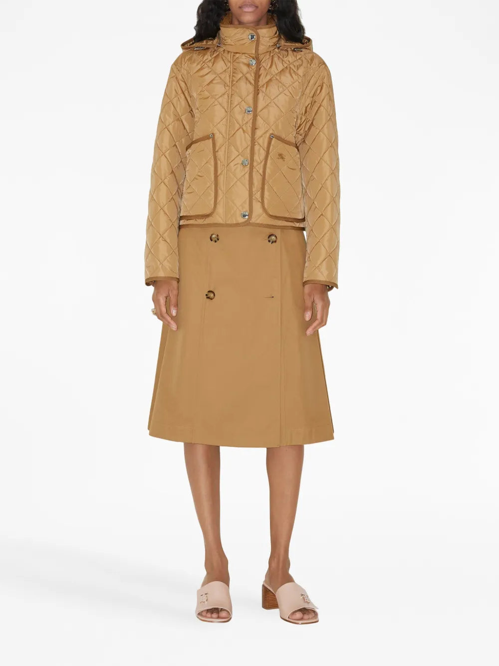 Belted-Waist Flared Skirt