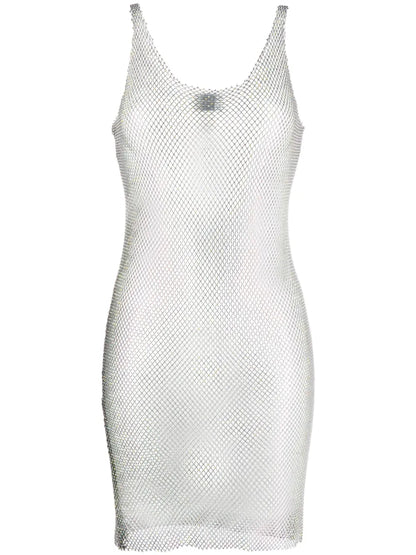 Rhinestone-Embellished Midi Dress