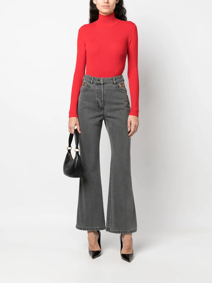 Logo-Embroidered Flared Jeans