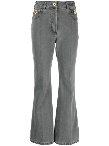 Logo-Embroidered Flared Jeans