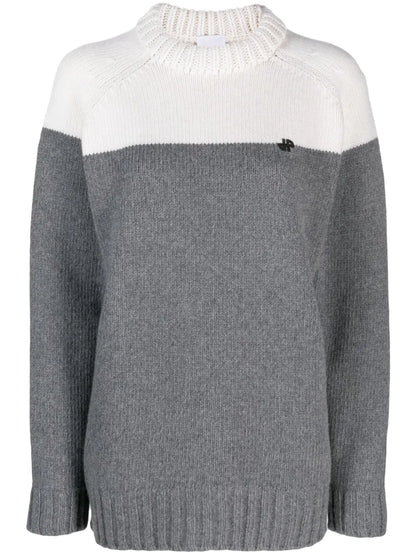 Merino-Blend Colour-Block Jumper