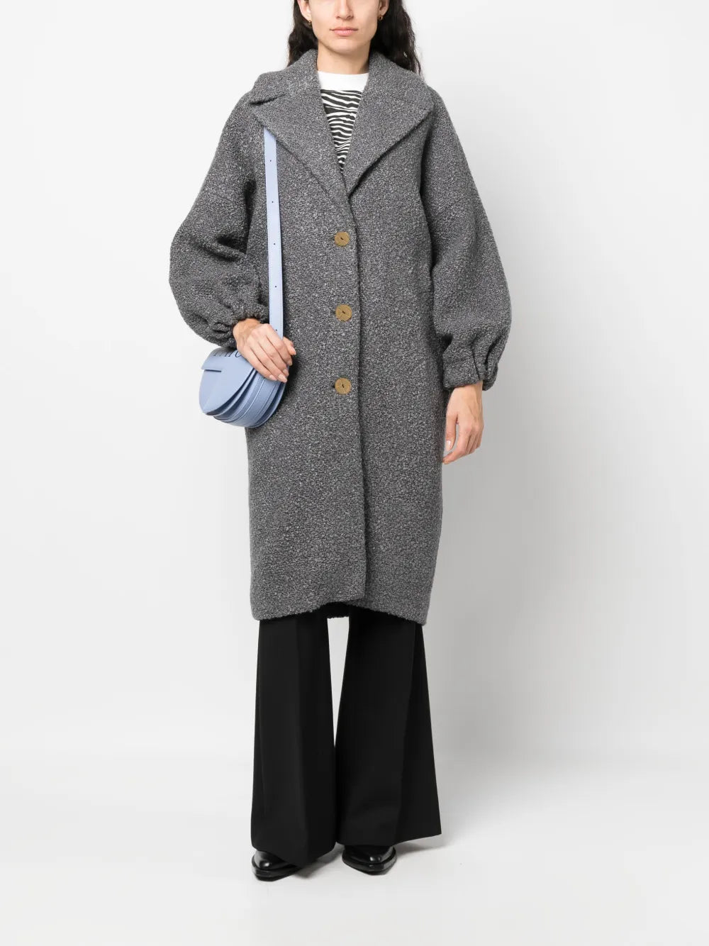 Puff-Sleeve Single-Breasted Coat