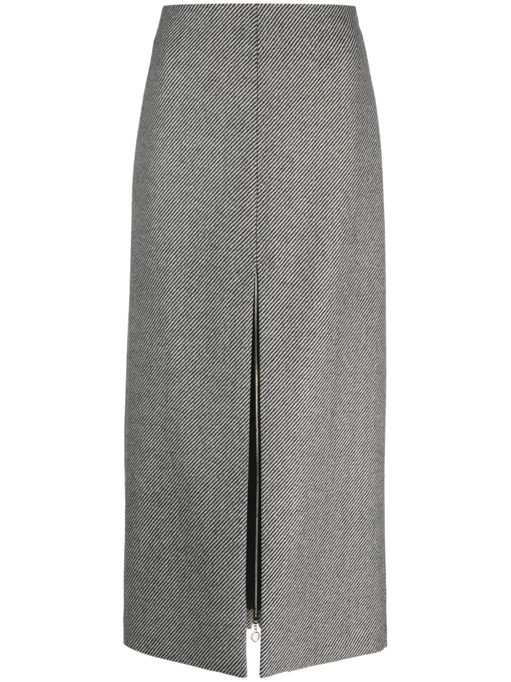 Stripe-Pattern Virgin Wool Midi Skirt