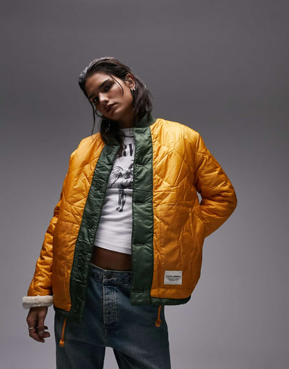 Quilted Liner Jacket With Reversible Borg