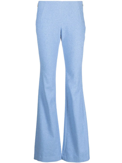 Linen-Blend Flared Trousers