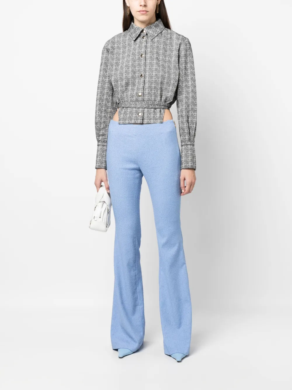 Linen-Blend Flared Trousers