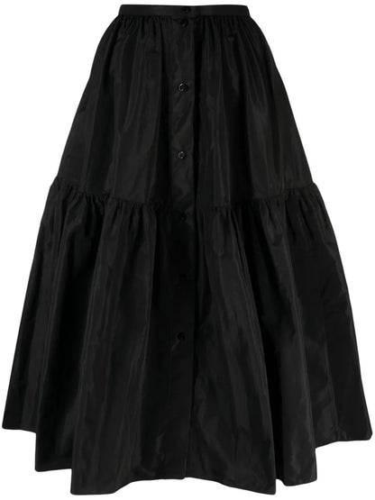 Button-Up Tiered Midi Skirt