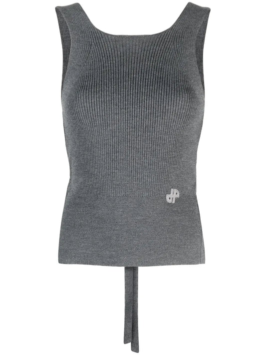 Ribbed-Knit Wrap Top