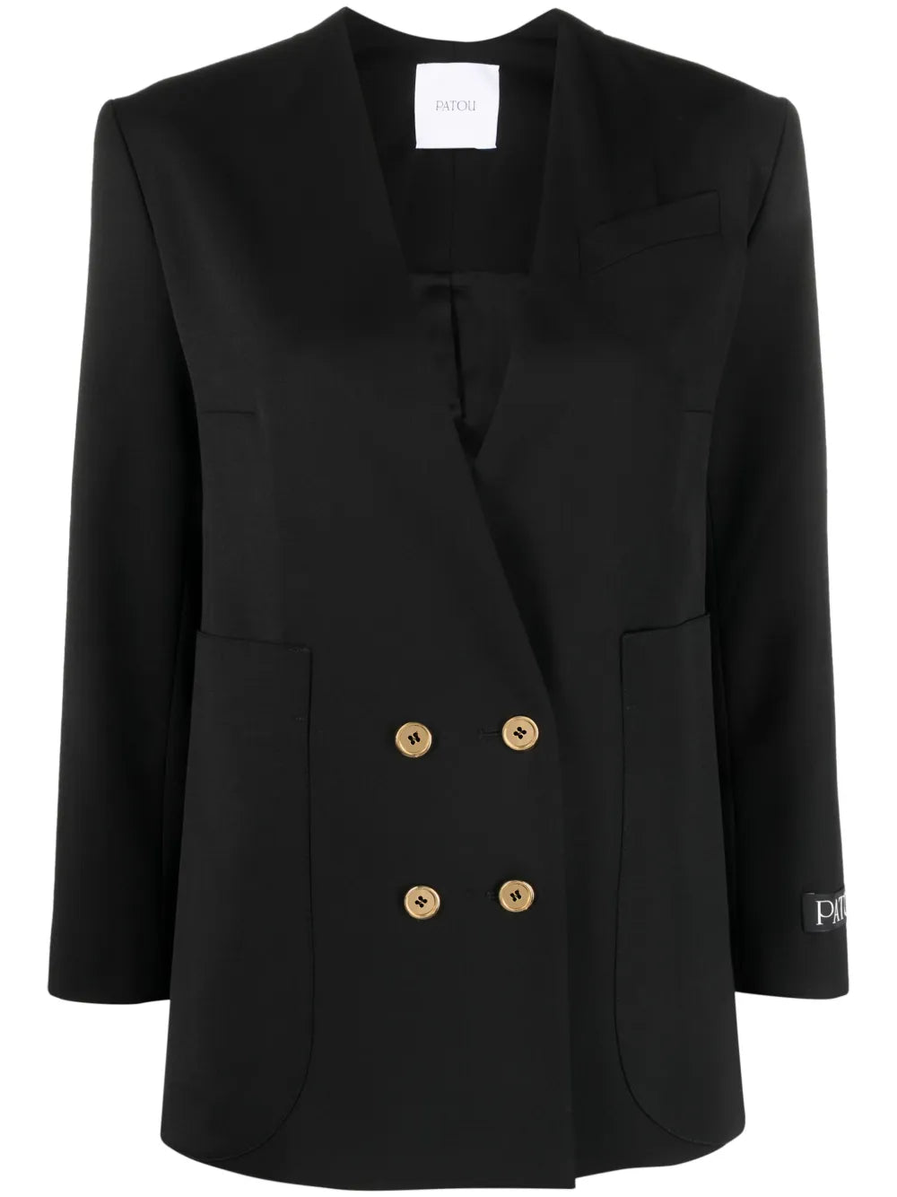 Collarless Double-Breasted Blazer