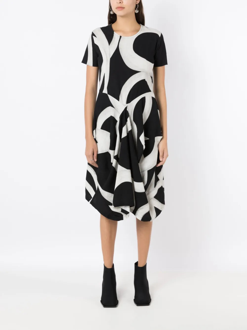 Abstract-Pattern Draped Dress