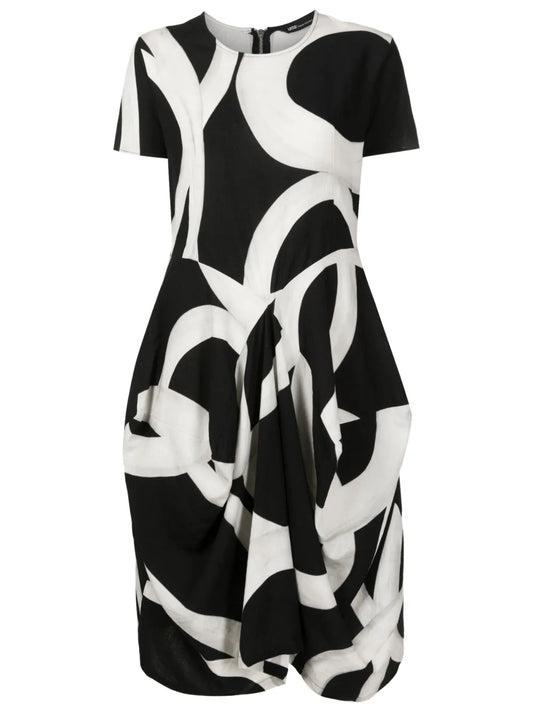 Abstract-Pattern Draped Dress