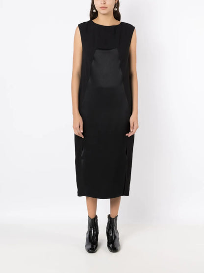 Satin-Detail Sleeveless Dress