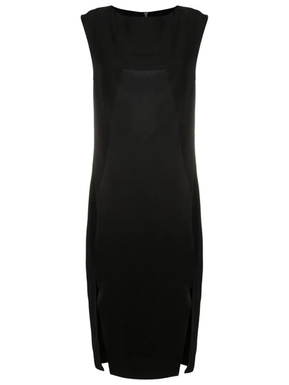 Satin-Detail Sleeveless Dress