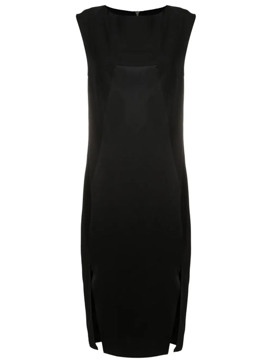 Satin-Detail Sleeveless Dress