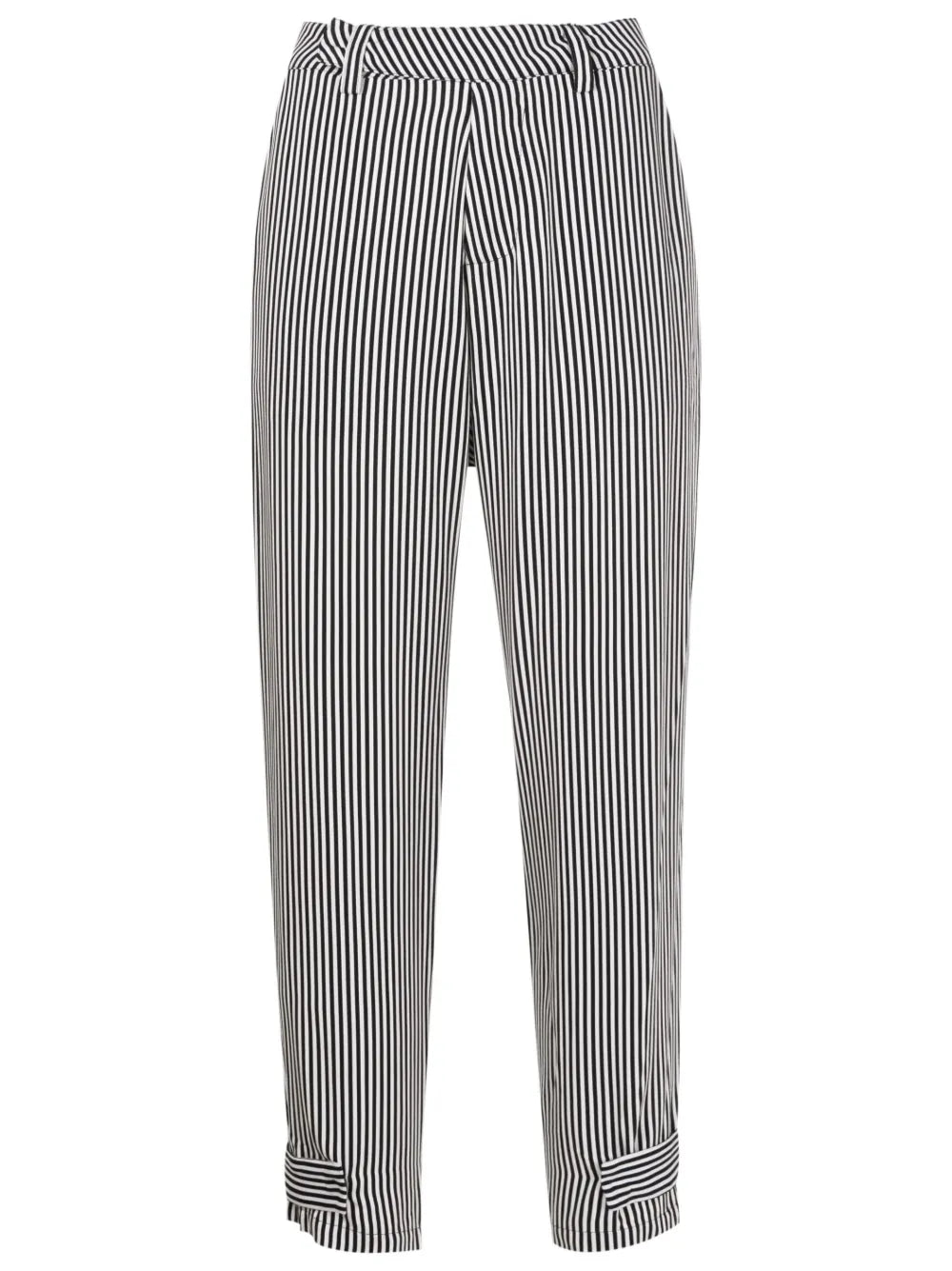 Vertical-Stripe Tapered Cropped Trousers