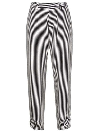 Vertical-Stripe Tapered Cropped Trousers
