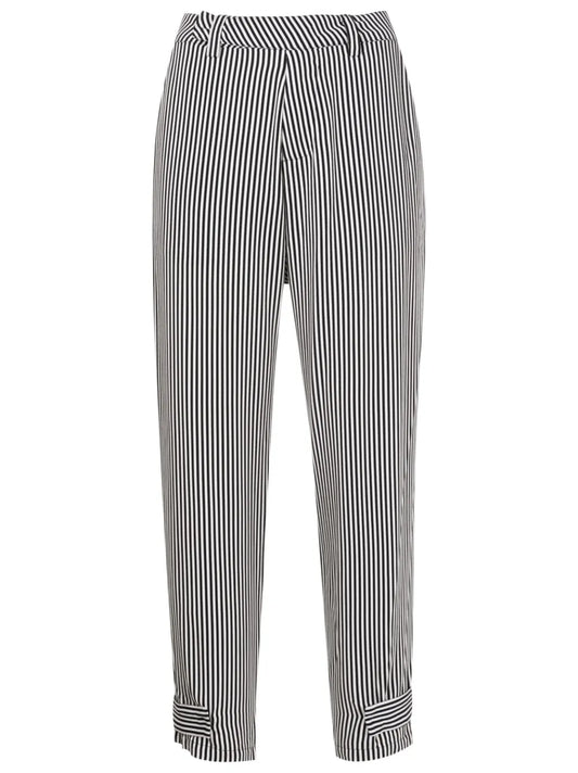 Vertical-Stripe Tapered Cropped Trousers