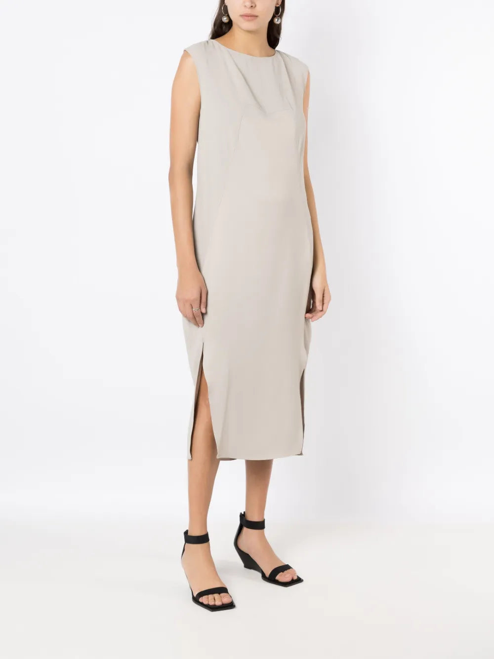 Satin-Detail Sleeveless Dress