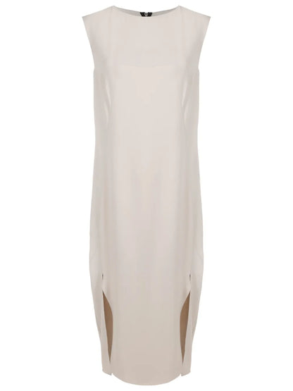 Satin-Detail Sleeveless Dress