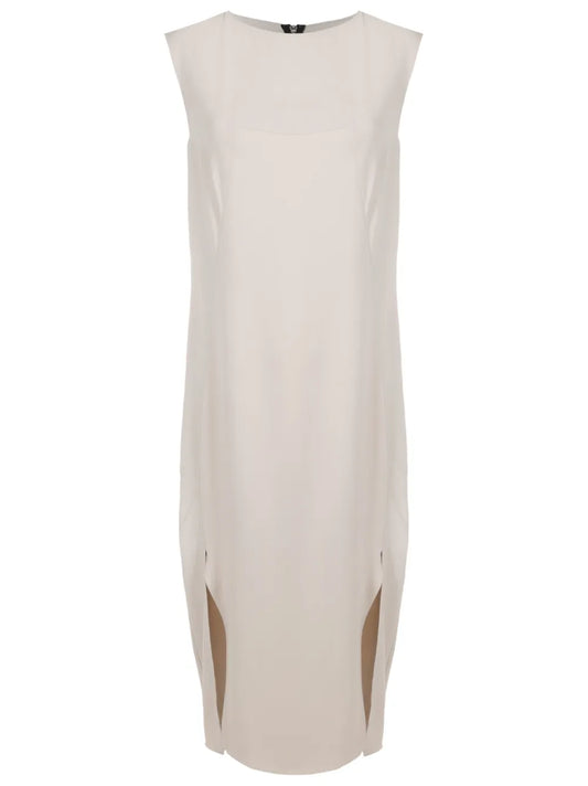 Satin-Detail Sleeveless Dress