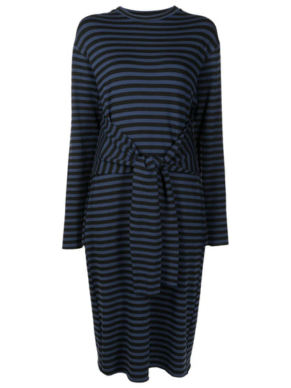 Horizontal-Stripe Midi Dress