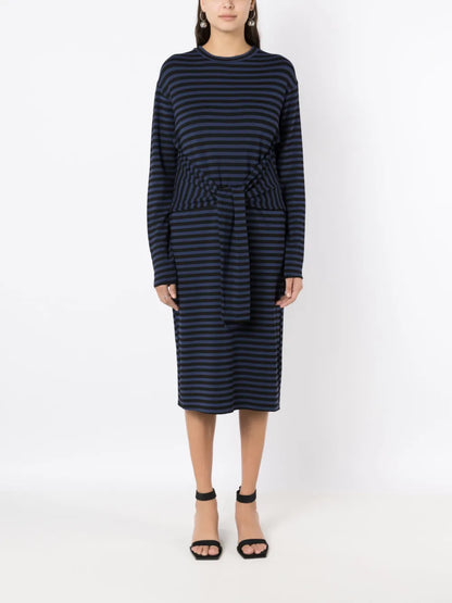 Horizontal-Stripe Midi Dress