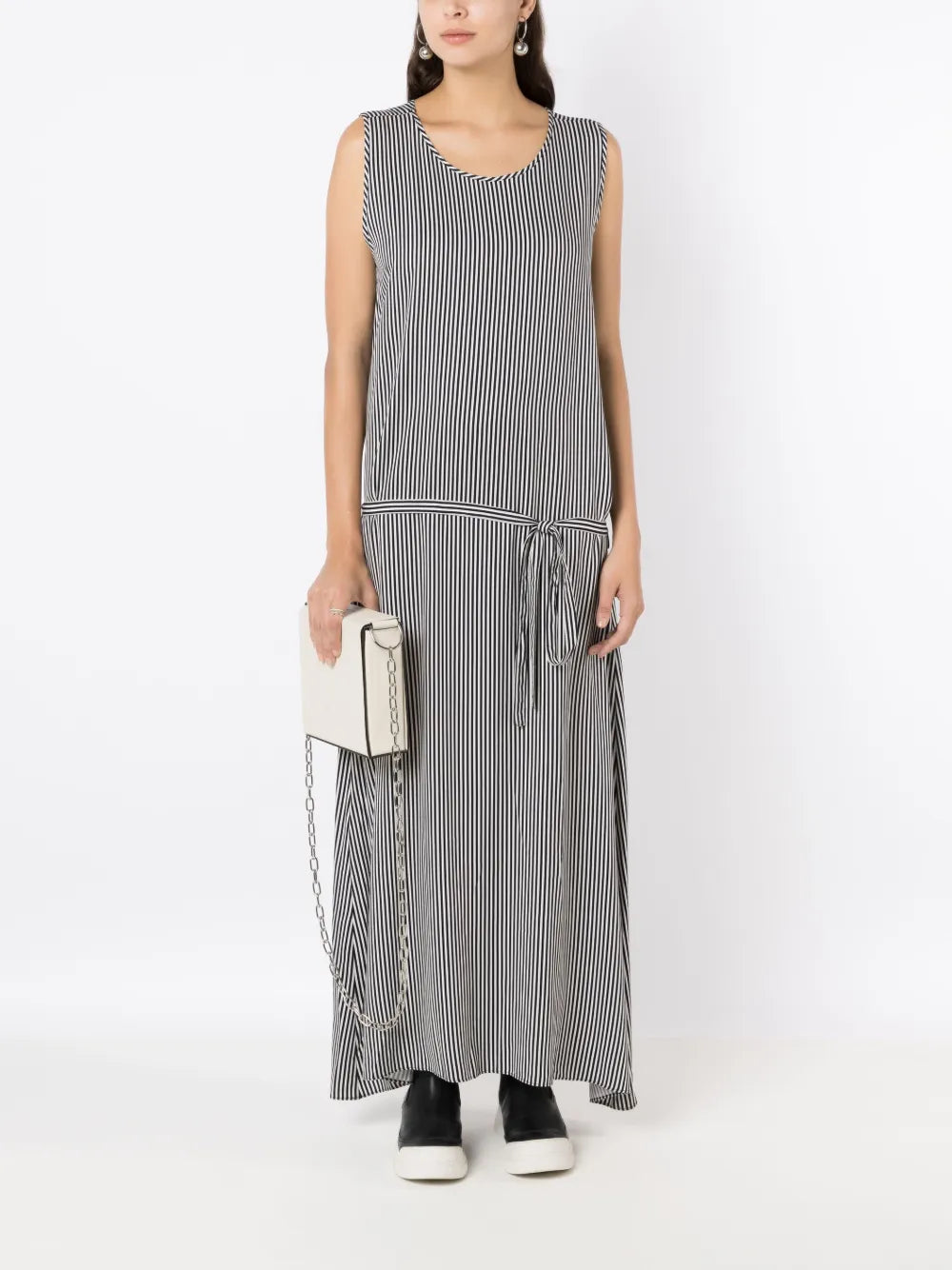 Striped Tied-Waist Maxi Dress