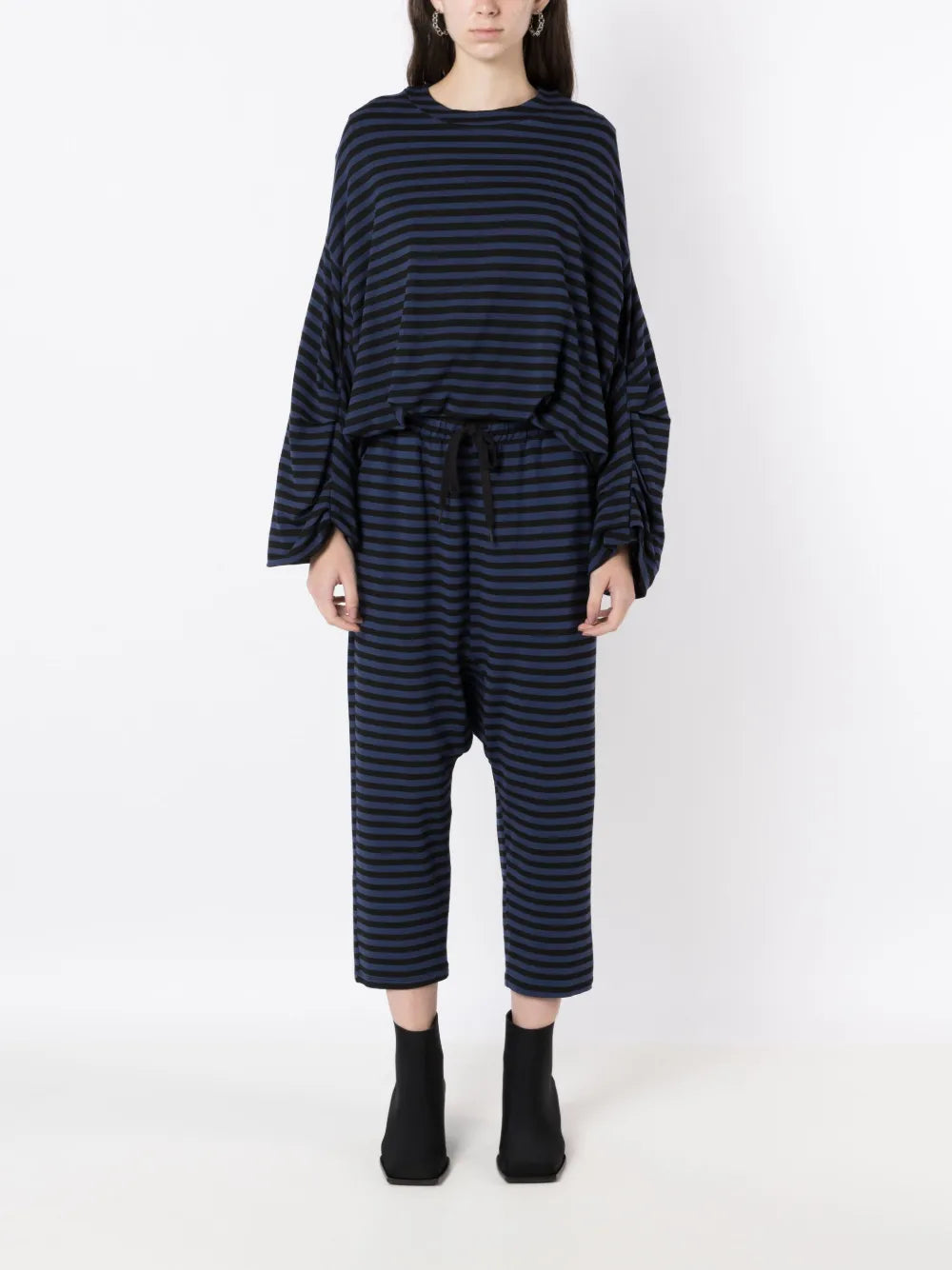 Striped Drop-Crotch Trousers