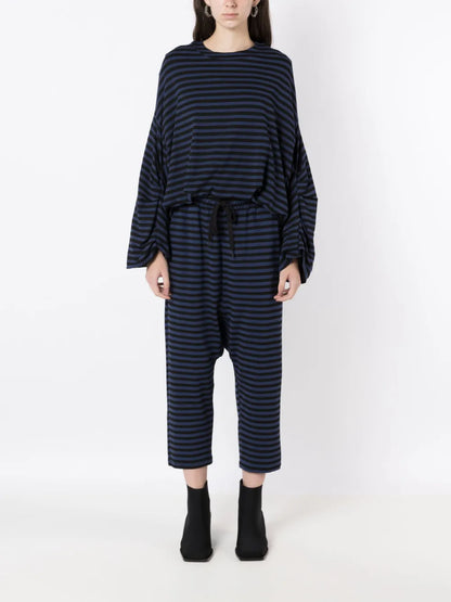 Striped Drop-Crotch Trousers