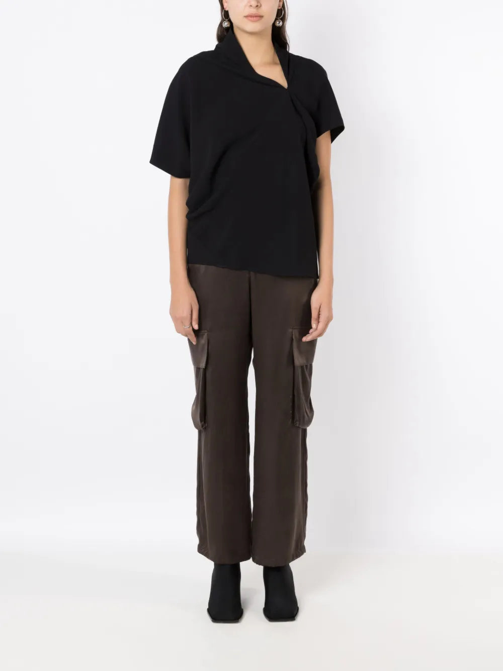 Asymmetric-Neck Draped Top