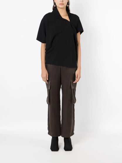 Asymmetric-Neck Draped Top