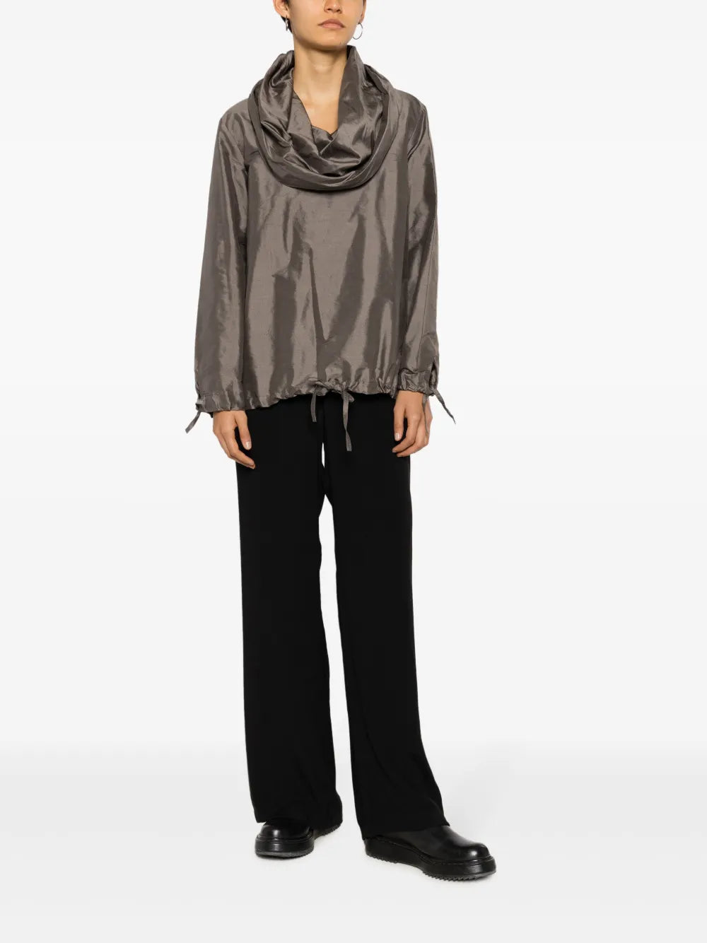 Cowl-Neck Silk Blouse