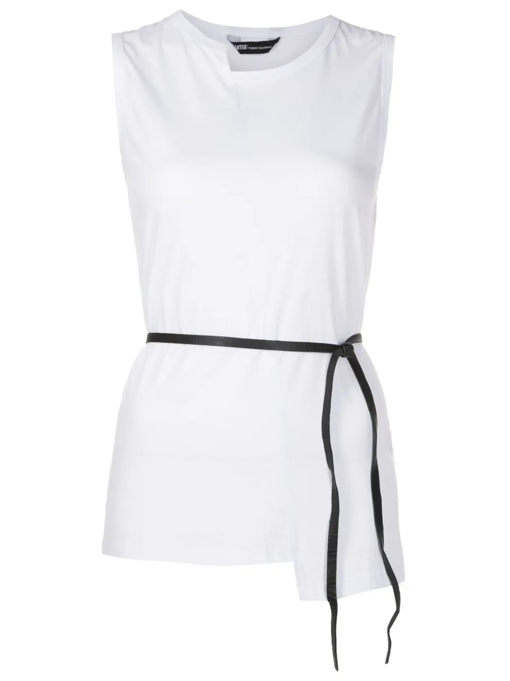 Asymmetric Tied-Waist Cotton Top