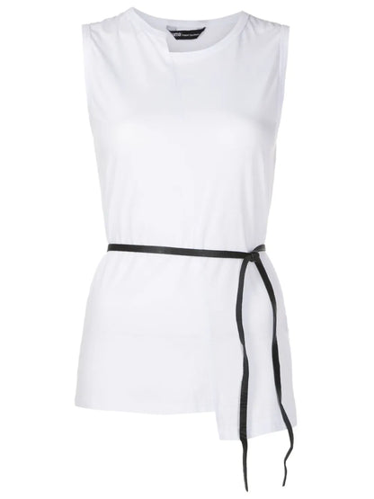 Asymmetric Tied-Waist Cotton Top