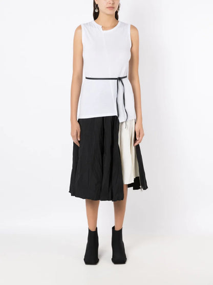 Asymmetric Tied-Waist Cotton Top
