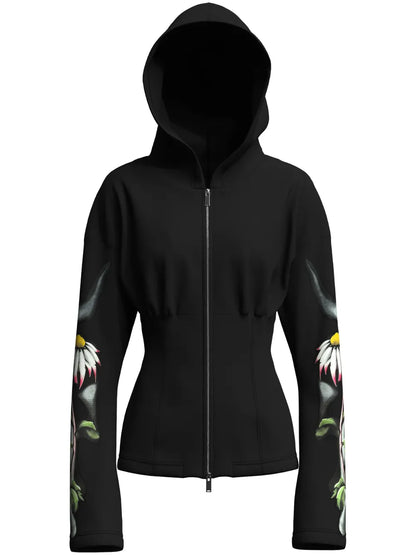 Floral-Print Zip-Up Hoodie