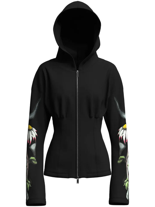 Floral-Print Zip-Up Hoodie