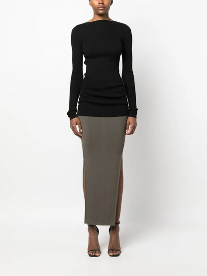 Cut Out-Detail Wool Top