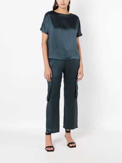 Straight-Leg Silk Cargo Trousers