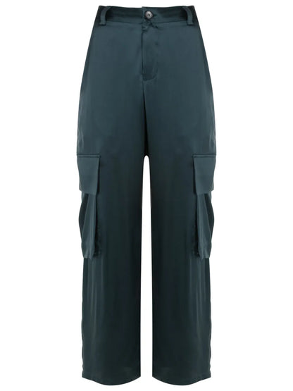 Straight-Leg Silk Cargo Trousers