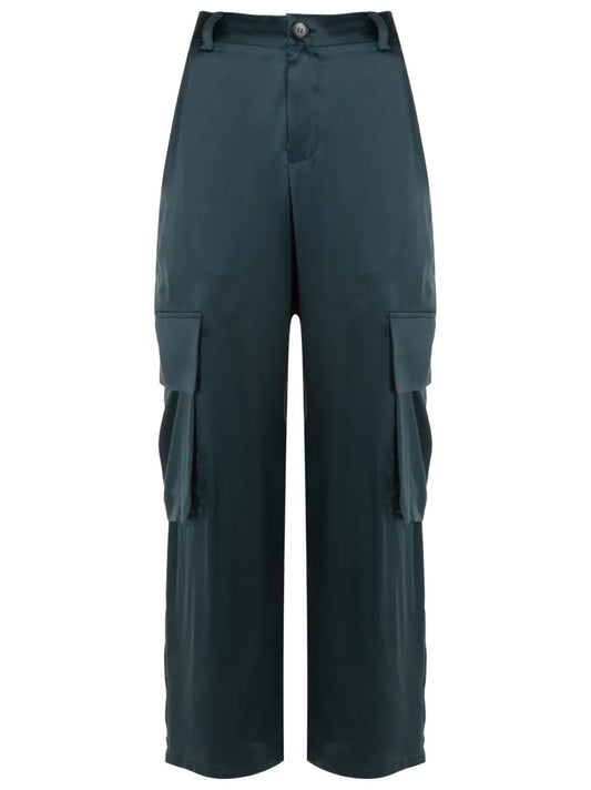 Straight-Leg Silk Cargo Trousers