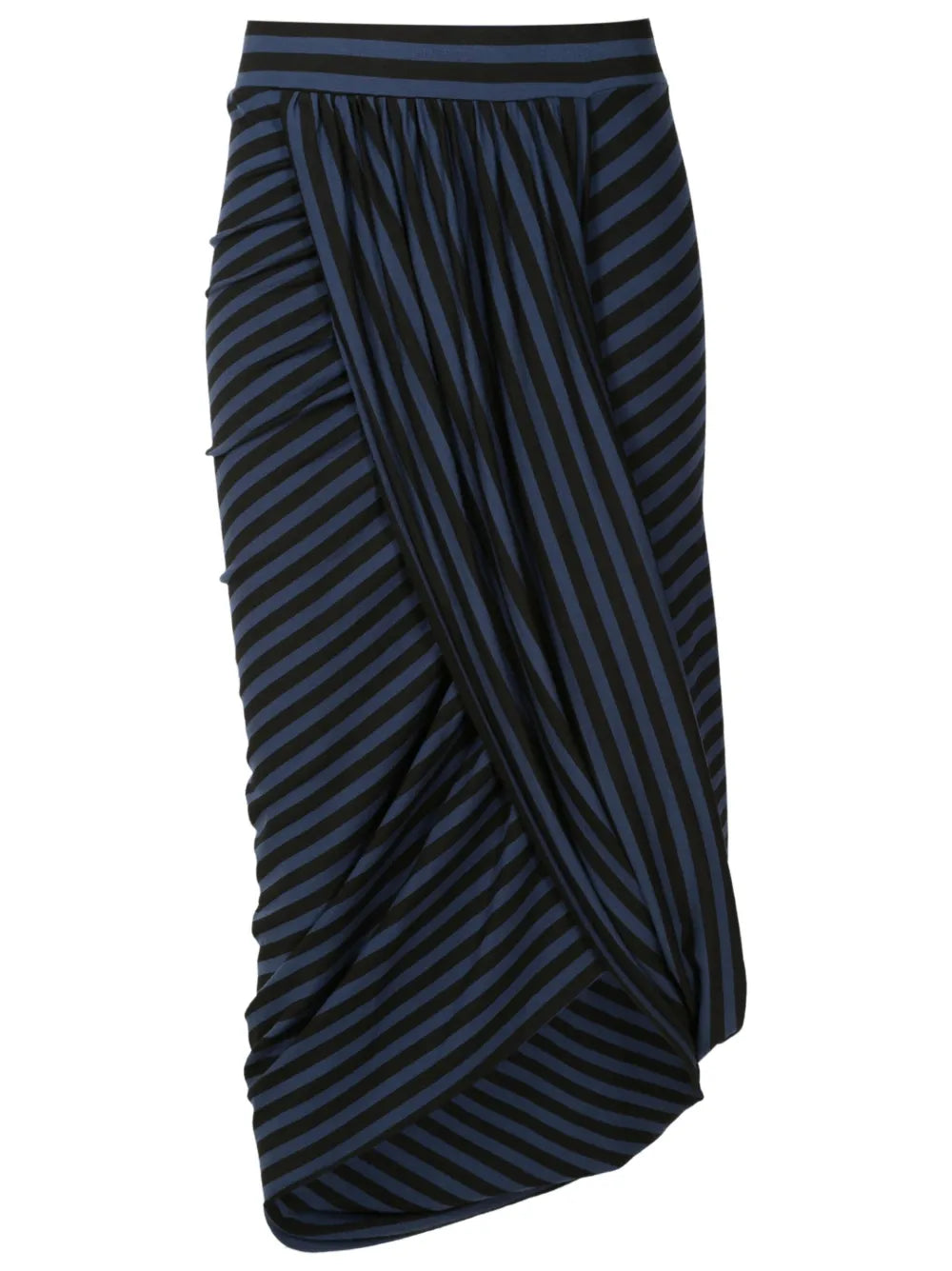 Striped Draped Midi Skirt