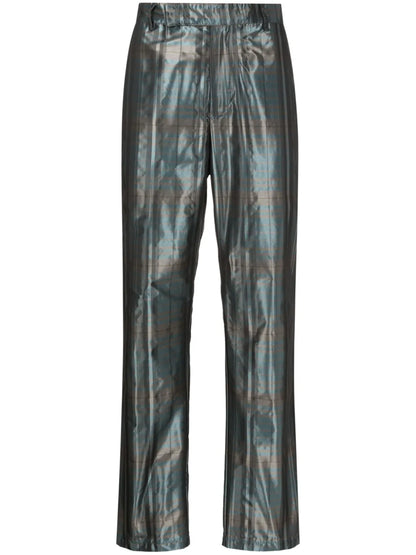 Checked Metallic Straight-Leg Trousers