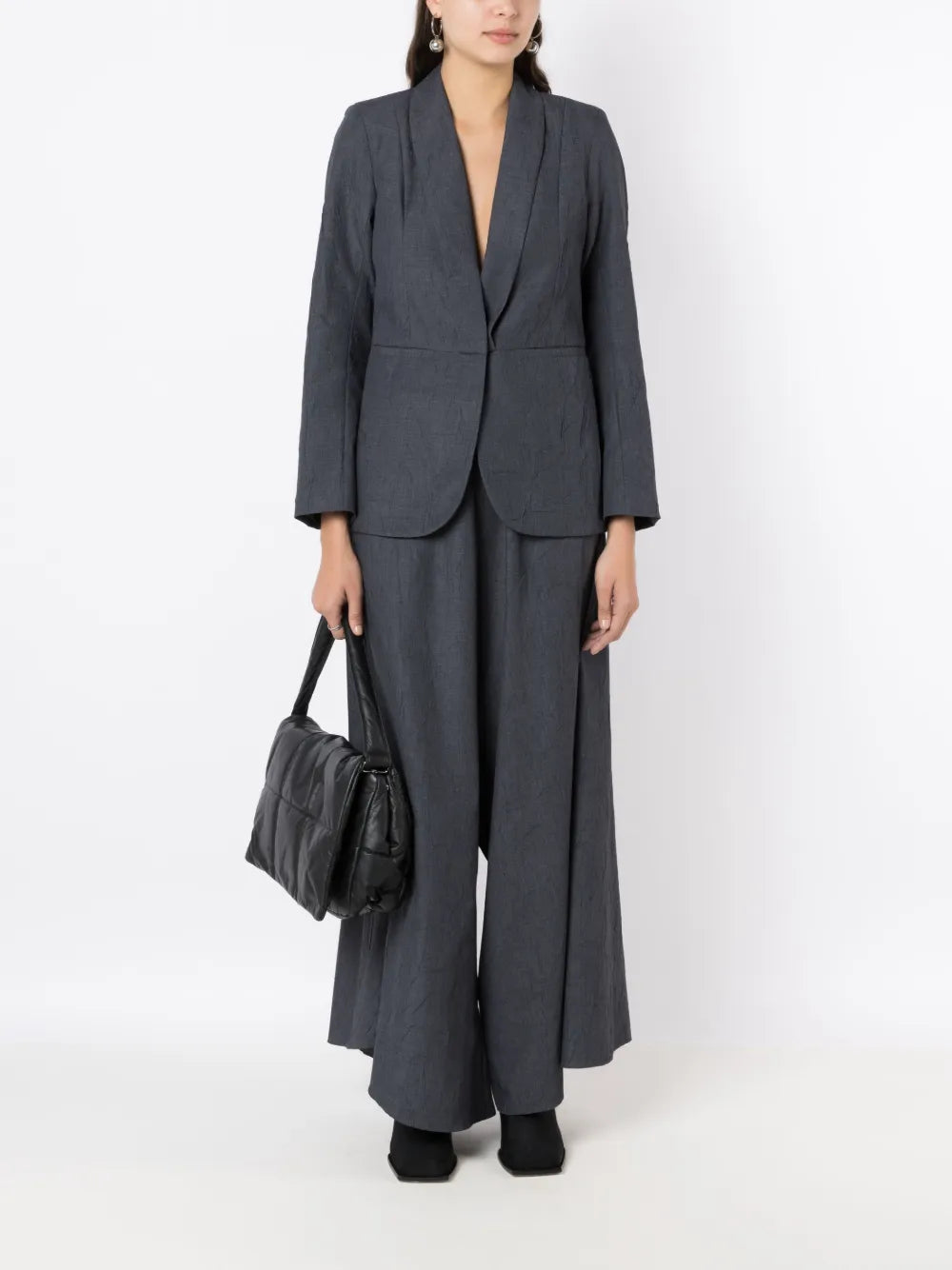 Crinkled Shawl-Lapels Blazer