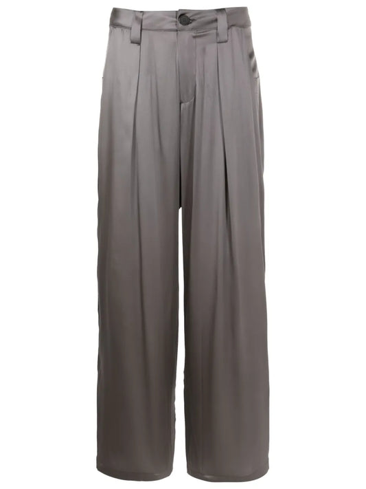 Straight-Leg Silk Trousers