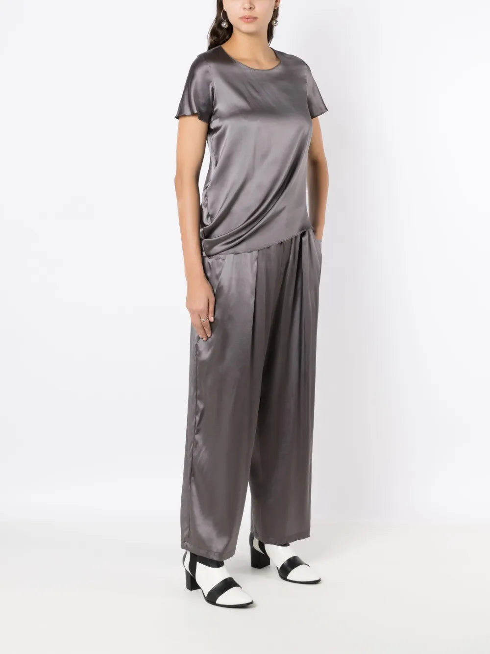 Straight-Leg Silk Trousers